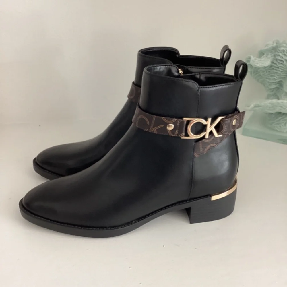 REDUCED CALVIN KLEIN DHARA POINTY TOE BLOCK HEEL ANKLE BOOTS NEW VARIOUS SIZES